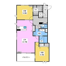 エスポワルミエール 2LDKの間取図画像