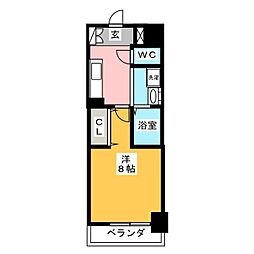 グランドゥール瑞穂通 1Kの間取図画像