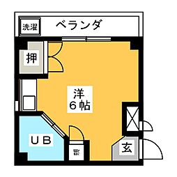 堀田朝日マンション ワンルームの間取図画像