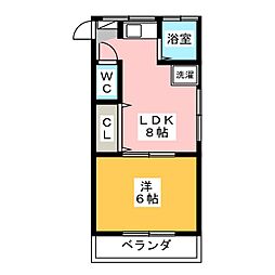 幸月マンション 1DKの間取図画像
