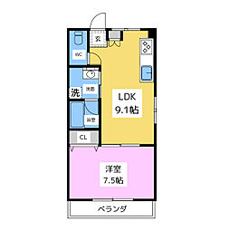 雁道ビル 1LDKの間取図画像