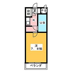 メゾン鶴里 1Kの間取図画像