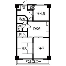 中根ハイツ 3DKの間取図画像