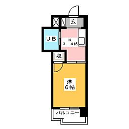 サン・スグモビル 1Kの間取図画像