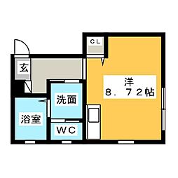 ピアチェーレ桜 ワンルームの間取図画像