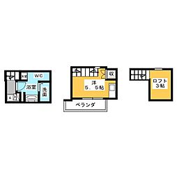 ルサブール ワンルームの間取図画像