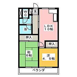 関谷ハイツ 2LDKの間取図画像