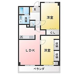 グランデ元塩 2LDKの間取図画像