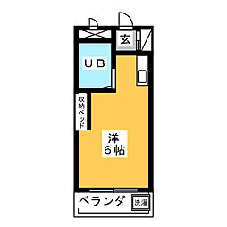 クリーンあらたま ワンルームの間取図画像