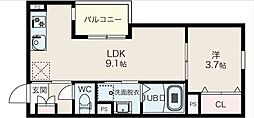 (仮称)名古屋市南区寺崎町 新築木造アパート 1LDKの間取図画像