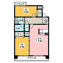 レインボー大磯 2LDKの間取図画像