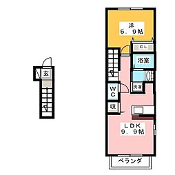 クレメントS・K 1LDKの間取図画像