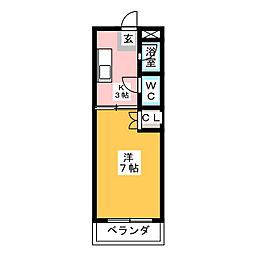 ホワイトハイム弥富 1Kの間取図画像