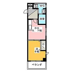 Soleilcort桜本町 1DKの間取図画像