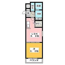 C_calme桜本町 1LDKの間取図画像