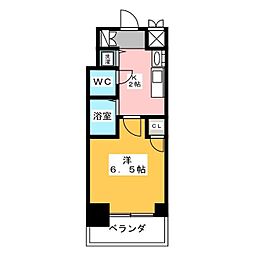 ライジングコート瑞穂通 1Kの間取図画像