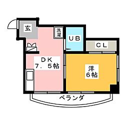 桜ビル 1DKの間取図画像