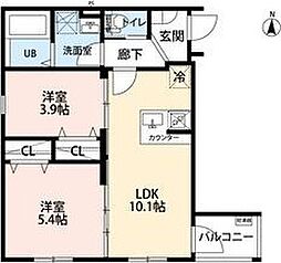 robot home 鶴里II(ロボットホームツルサトツー) 2LDKの間取図画像
