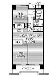 ビレッジハウス笠寺タワー 2LDKの間取図画像