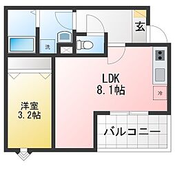 ジーメゾン星崎シュライン 1LDKの間取図画像