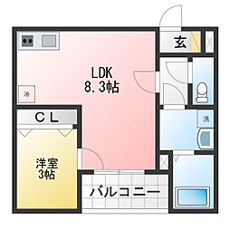 ジーメゾン星崎シュライン 1LDKの間取図画像