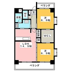 ヒルパレスイカイ 2LDKの間取図画像