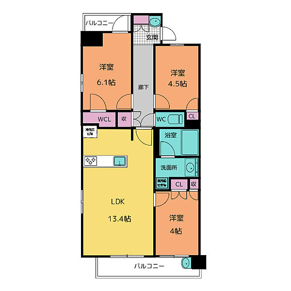 ＧＲＡＮＰＡＳＥＯ丸の内 1201｜愛知県名古屋市中区丸の内２丁目(賃貸マンション3LDK・12階・63.54㎡)の写真 その2