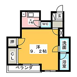 フィーブルサカエ 1Kの間取図画像