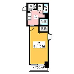 プレズントヨシダ 4階1Kの間取り