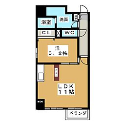 レジディア久屋大通II 4階1LDKの間取り