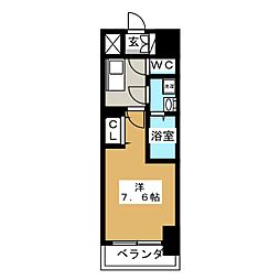 S-RESIDENCE葵 7階1Kの間取り