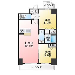 S-RESIDENCE高岳ardent 2LDKの間取図画像