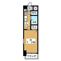 サウスパーク泉 1Kの間取図画像