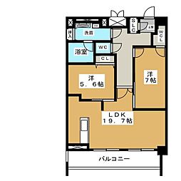 グランルクレ新栄イースト 2LDKの間取図画像