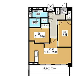 グランルクレ新栄イースト 2LDKの間取図画像
