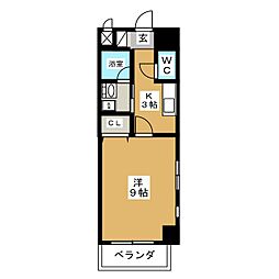 RESIDIA東桜 1Kの間取図画像