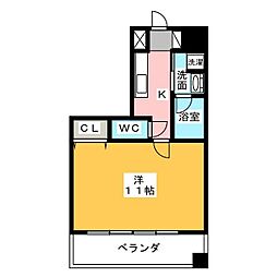 レジディア久屋大通 1Kの間取図画像