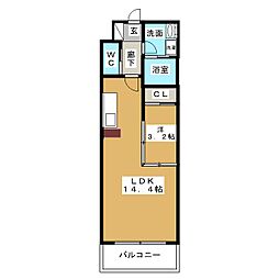 グラマシー白川公園 1LDKの間取図画像