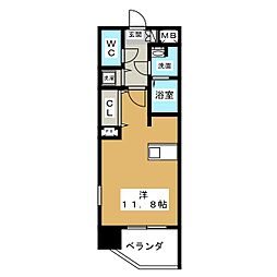 プレサンス錦エボリューション ワンルームの間取図画像