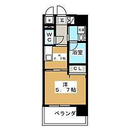エスポアール泉 1Kの間取図画像