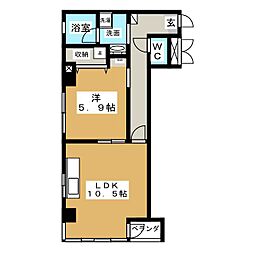 サン・フシミビル 1LDKの間取図画像