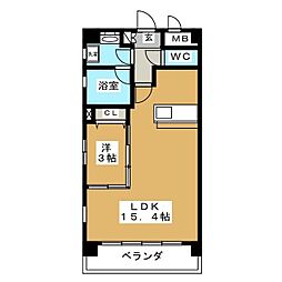 フェリーシェイズミ 1LDKの間取図画像