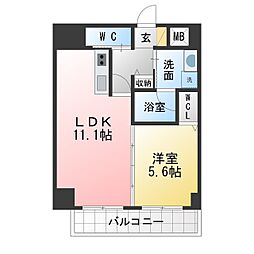 ラシュレ大須 1LDKの間取図画像