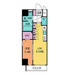 クレストタワー栄 1LDKの間取図画像