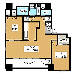 パシフィックコンフィート丸の内 2LDKの間取図画像