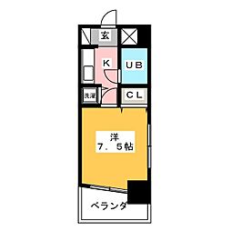 ライオンズマンション橦木 1Kの間取図画像