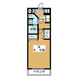 プライムアーバン泉 1Kの間取図画像