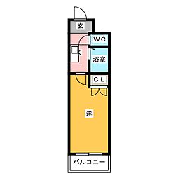 ユーステージ栄 1Kの間取図画像