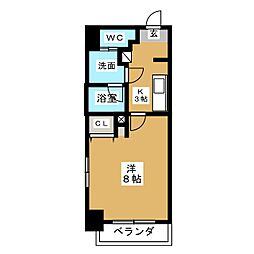 シャトーセルリアン代官町 1Kの間取図画像