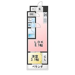 プライムアーバン泉 1LDKの間取図画像